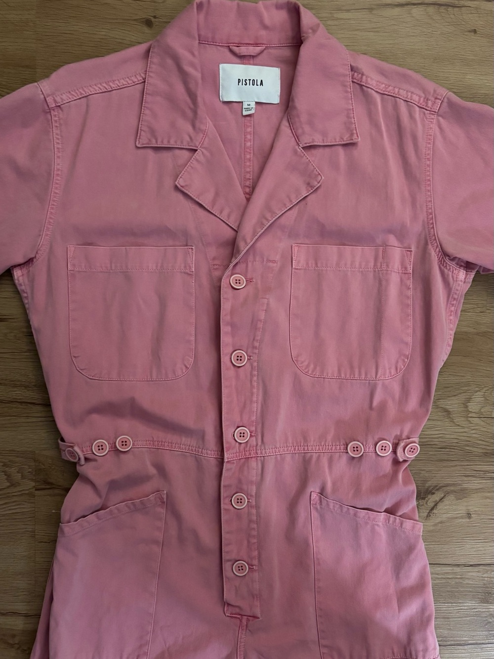 PISTOLA Grover Jumpsuit Flamingo Pink Utility Cotton Size Medium - Picture 5 of 14
